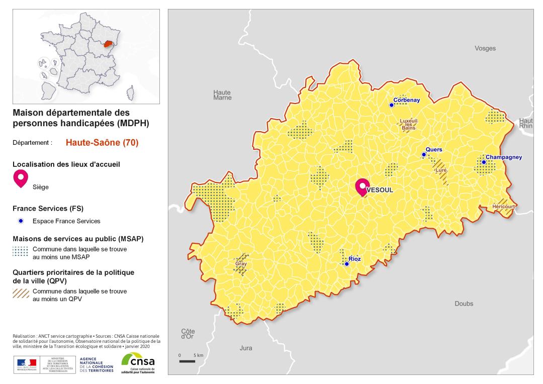 Atlas des maisons d&eacute;partementales des personnes handicap&eacute;es et des maisons d&eacute;partementales de l'autonomie : Haute-Sa&ocirc;ne
