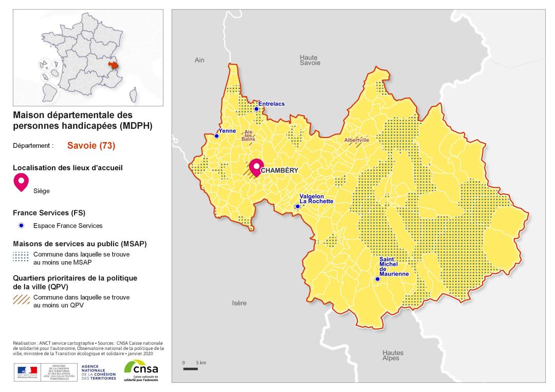 Atlas des maisons d&eacute;partementales des personnes handicap&eacute;es et des maisons d&eacute;partementales de l'autonomie : Savoie