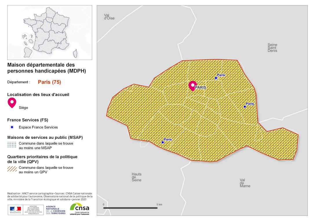Atlas des maisons d&eacute;partementales des personnes handicap&eacute;es et des maisons d&eacute;partementales de l'autonomie : Paris