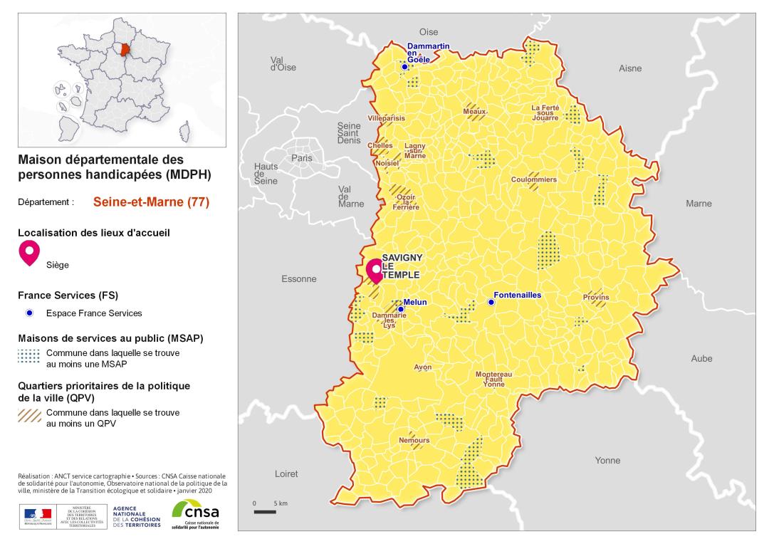 Atlas des maisons d&eacute;partementales des personnes handicap&eacute;es et des maisons d&eacute;partementales de l'autonomie : Seine-et-Marne