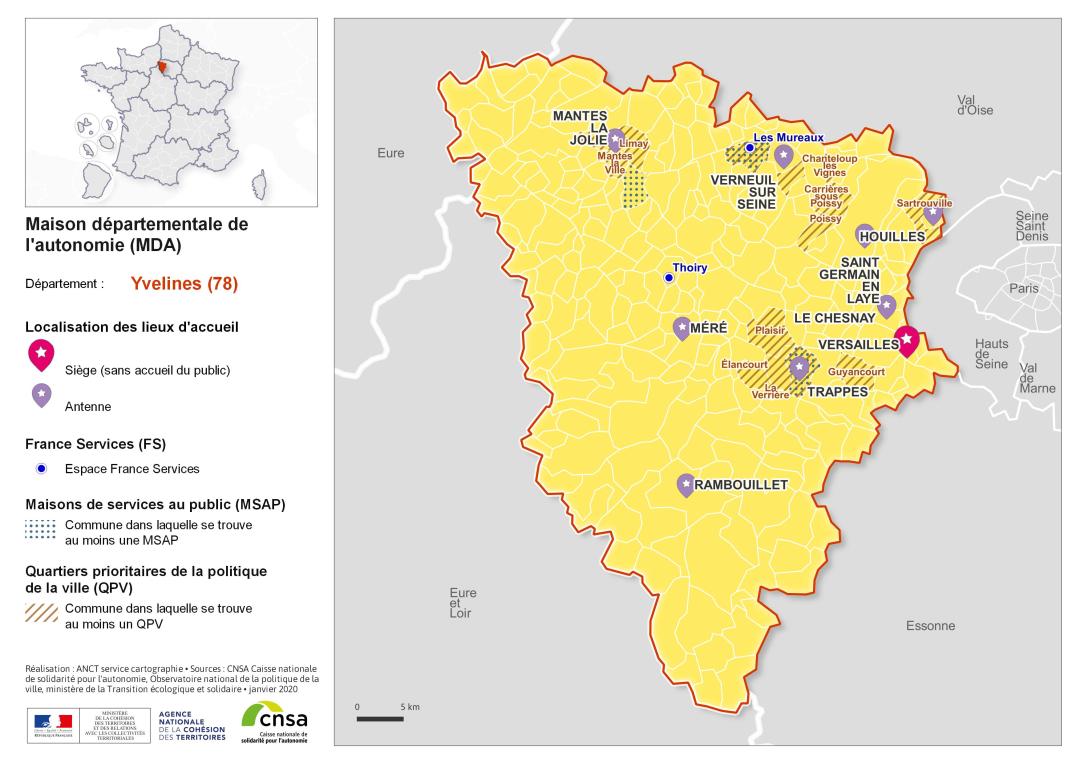 Atlas des maisons d&eacute;partementales des personnes handicap&eacute;es et des maisons d&eacute;partementales de l'autonomie : Yvelines
