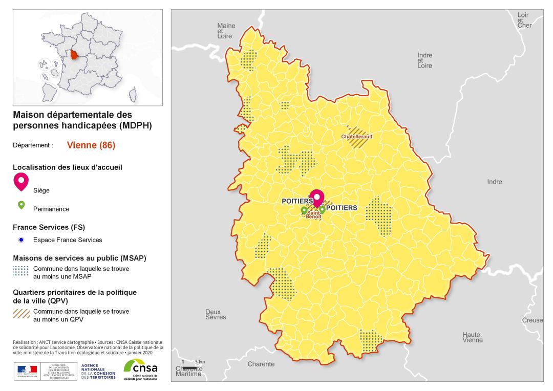 Atlas des maisons d&eacute;partementales des personnes handicap&eacute;es et des maisons d&eacute;partementales de l'autonomie : Vienne
