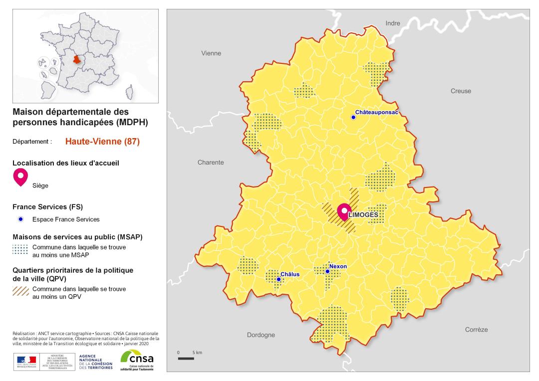 Atlas des maisons d&eacute;partementales des personnes handicap&eacute;es et des maisons d&eacute;partementales de l'autonomie : Hautes-Vienne
