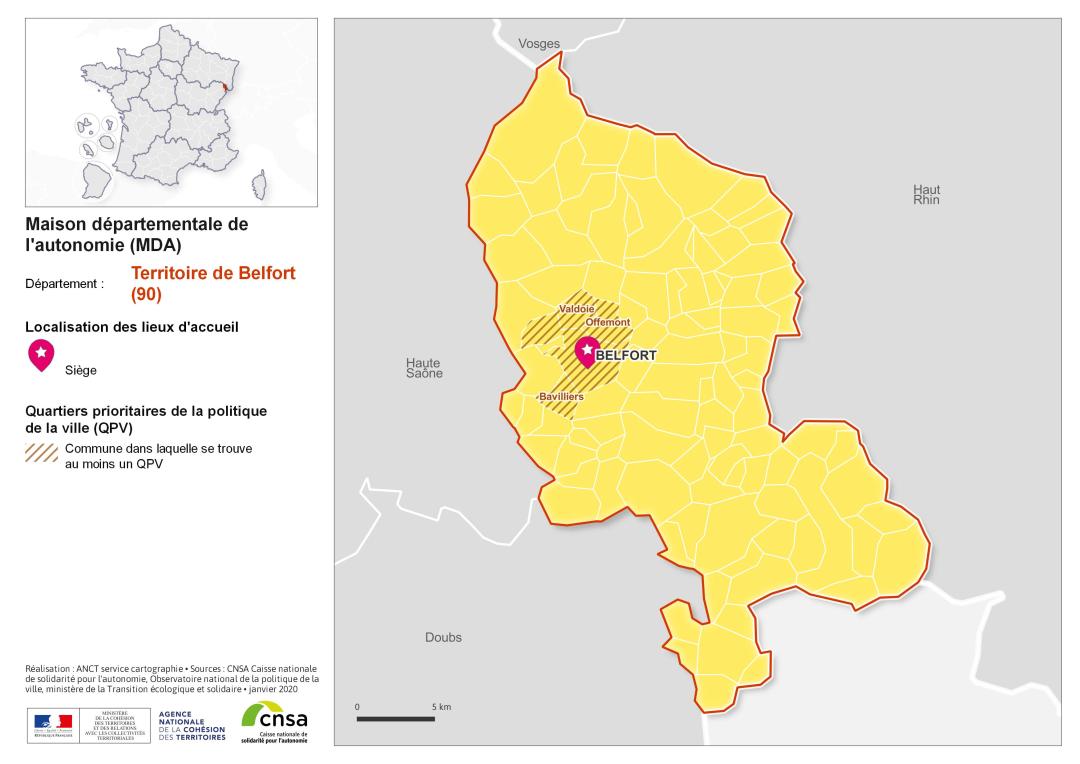 Atlas des maisons d&eacute;partementales des personnes handicap&eacute;es et des maisons d&eacute;partementales de l'autonomie : Territoire de Belfort