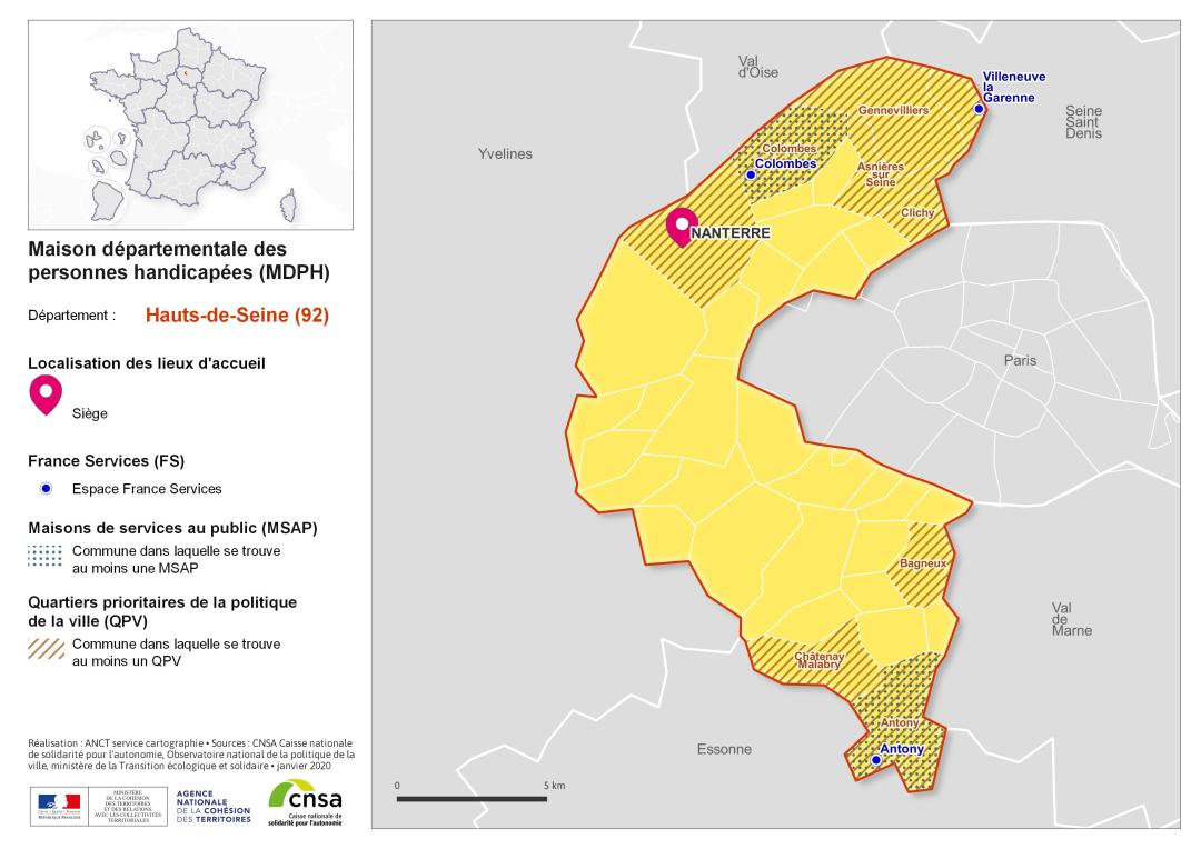 Atlas des maisons d&eacute;partementales des personnes handicap&eacute;es et des maisons d&eacute;partementales de l'autonomie : Hauts-de-Seine