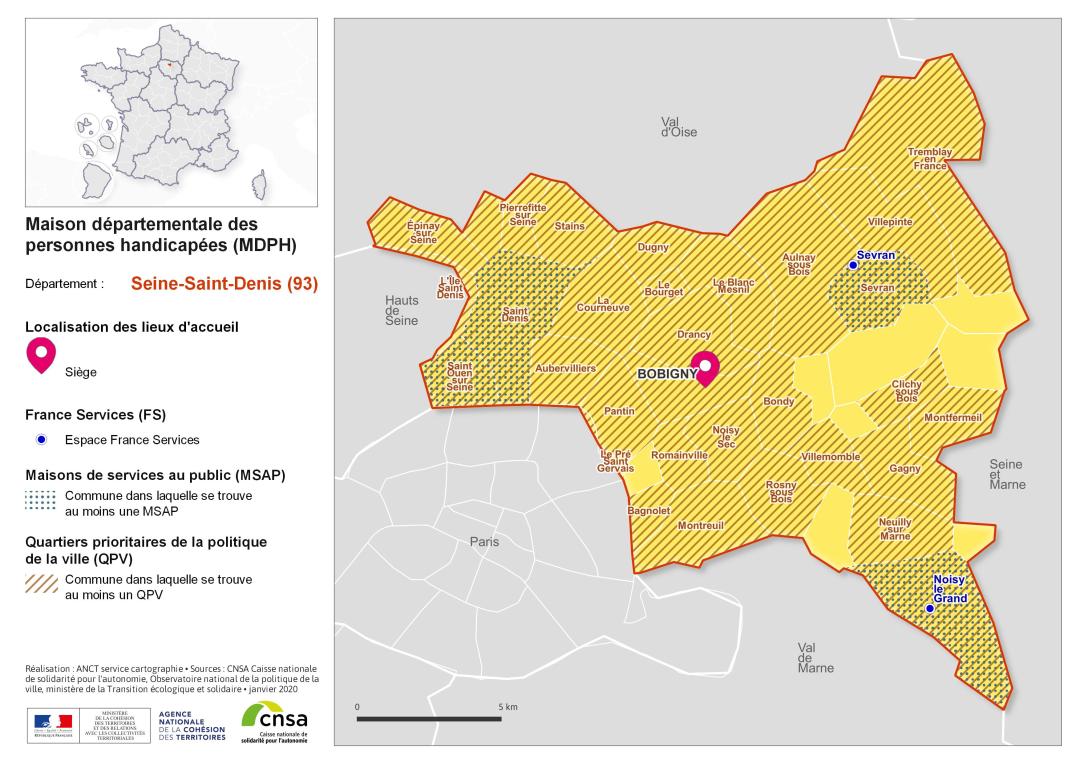 Atlas des maisons d&eacute;partementales des personnes handicap&eacute;es et des maisons d&eacute;partementales de l'autonomie : Seine-Saint-Denis