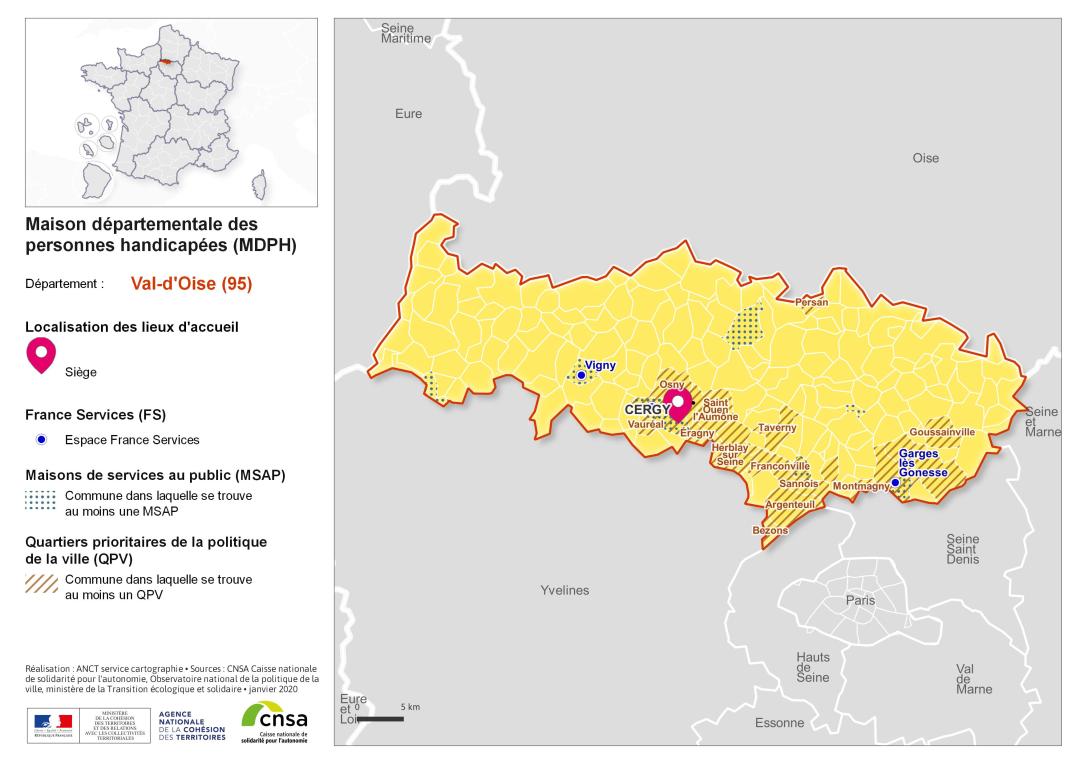 Atlas des maisons d&eacute;partementales des personnes handicap&eacute;es et des maisons d&eacute;partementales de l'autonomie : Val-d'Oise