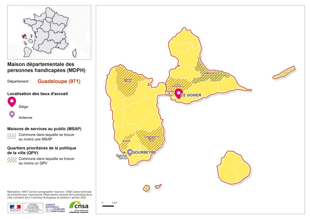 Atlas des maisons d&eacute;partementales des personnes handicap&eacute;es et des maisons d&eacute;partementales de l'autonomie : Guadeloupe