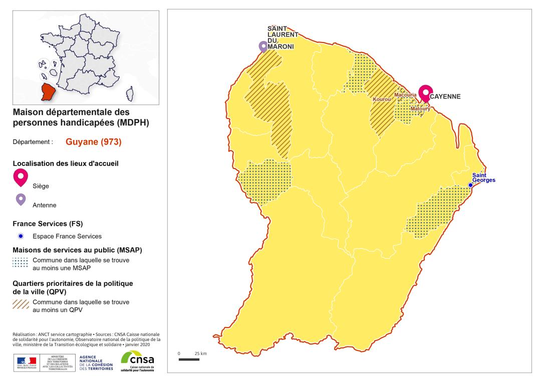 Atlas des maisons d&eacute;partementales des personnes handicap&eacute;es et des maisons d&eacute;partementales de l'autonomie : Guyane