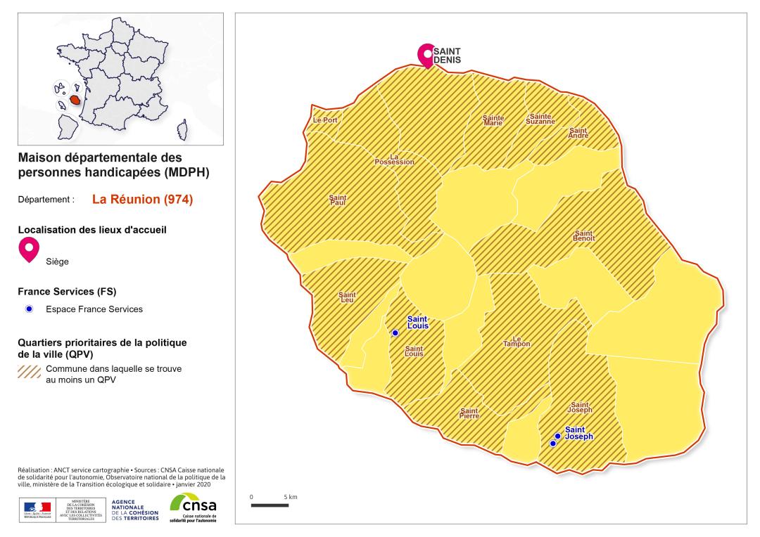 Atlas des maisons d&eacute;partementales des personnes handicap&eacute;es et des maisons d&eacute;partementales de l'autonomie : La R&eacute;union