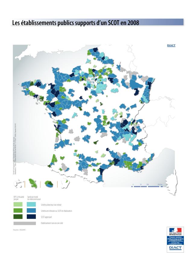Les &eacute;tablissements publics supports d'un SCOT en 2008