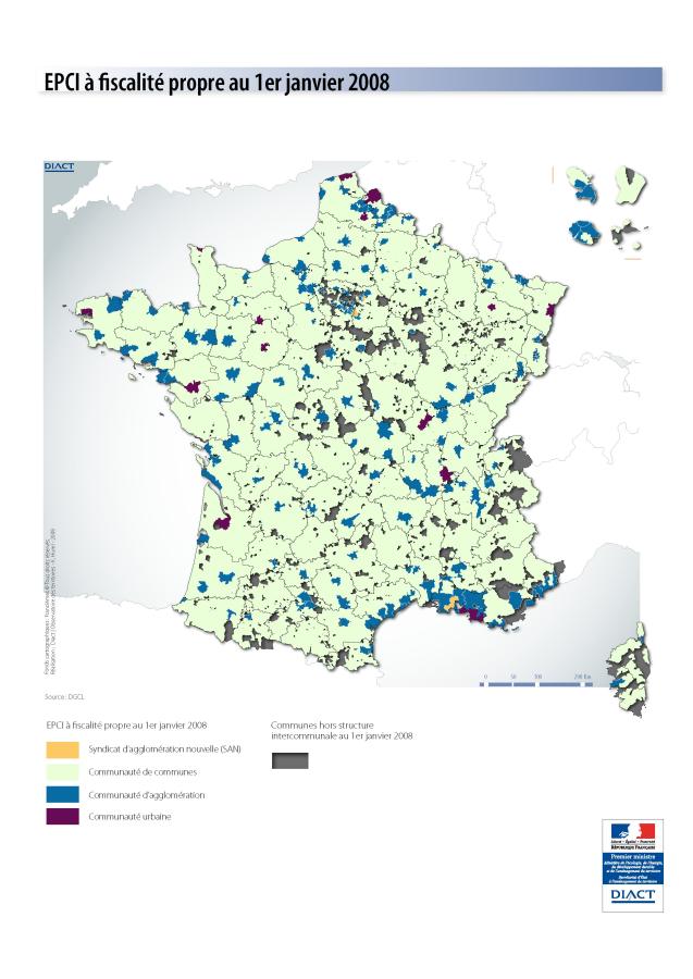 EPCI &agrave; fiscalit&eacute; propre en 2008