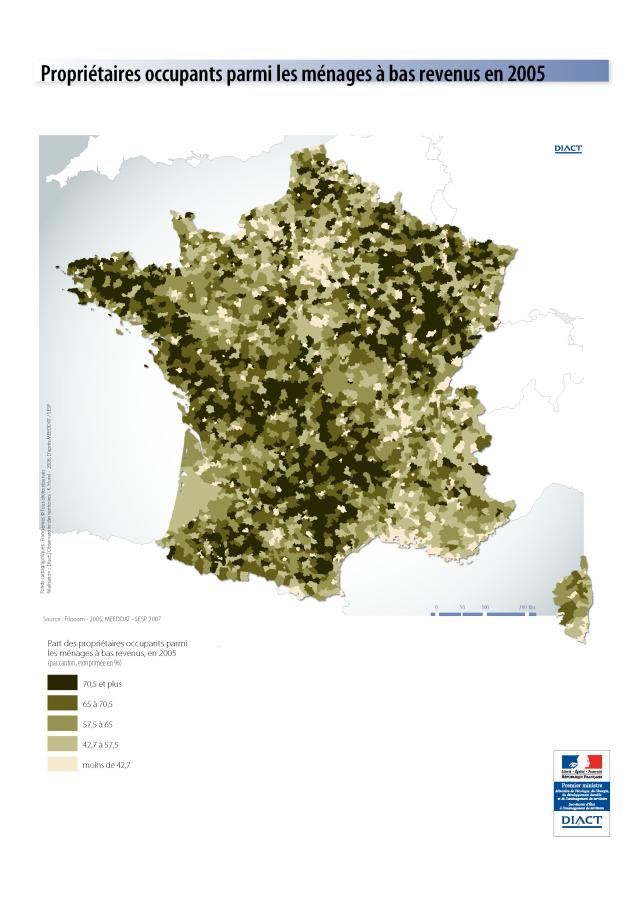 Propri&eacute;taires occupants parmi les m&eacute;nages &agrave; bas revenus en 2005