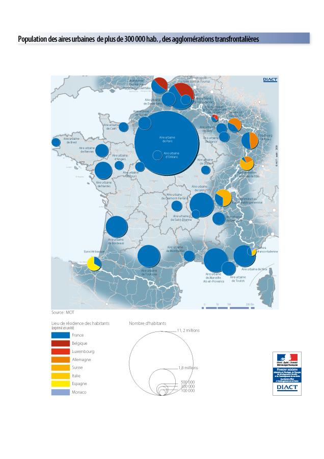 Population des aires urbaines de plus de 300&nbsp;000 habitants