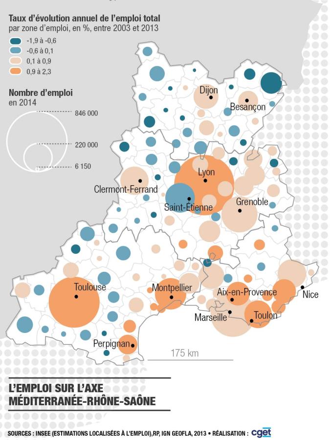 L'emploi sur l'axe M&eacute;diterran&eacute;e-Rh&ocirc;ne-Sa&ocirc;ne