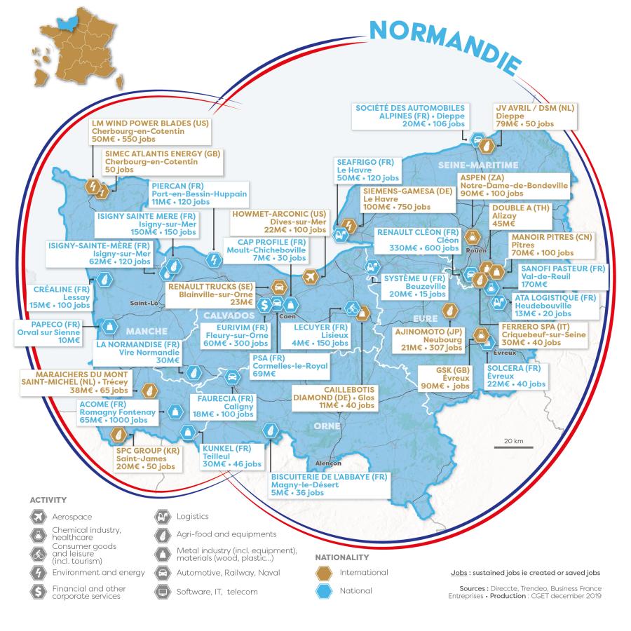Principaux investissements en Normandie