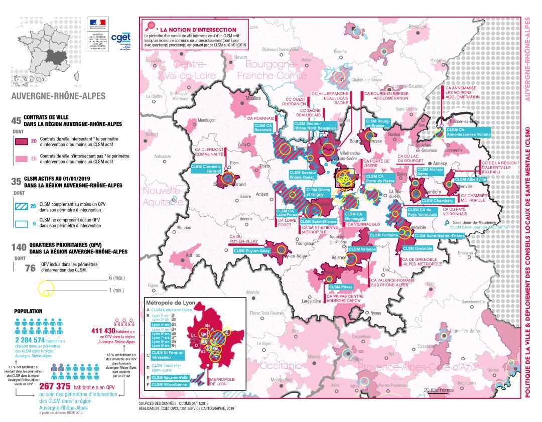 Auvergne-Rh&ocirc;ne-Alpes : Conseils locaux de sant&eacute; mentale et politique de la ville