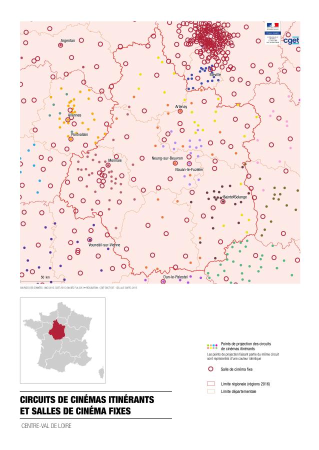 Circuits de cin&eacute;mas itin&eacute;rants et salles de cin&eacute;ma fixes dans la r&eacute;gion Centre Val-de-Loire