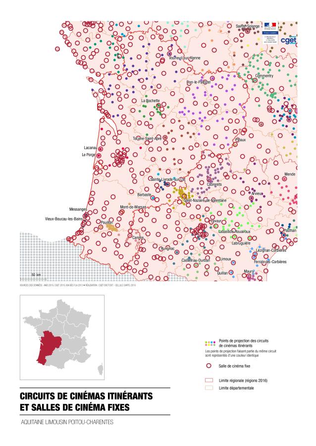Circuits de cin&eacute;mas itin&eacute;rants et salles de cin&eacute;ma fixes dans la r&eacute;gion Nouvelle-Aquitaine