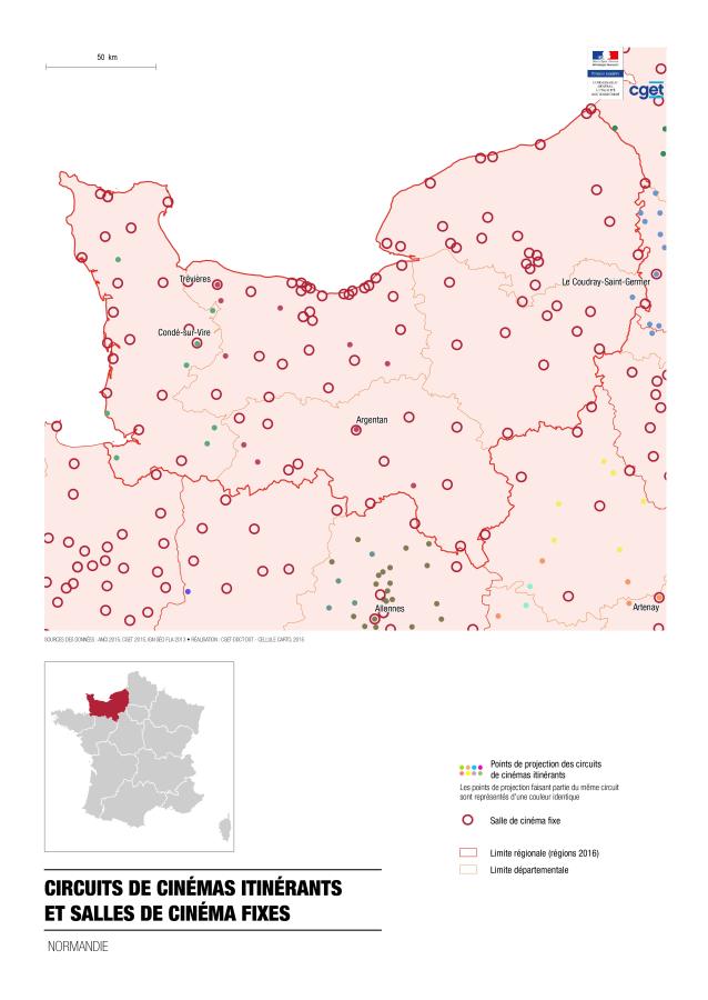 Circuits de cin&eacute;mas itin&eacute;rants et salles de cin&eacute;ma fixes dans la r&eacute;gion Normandie