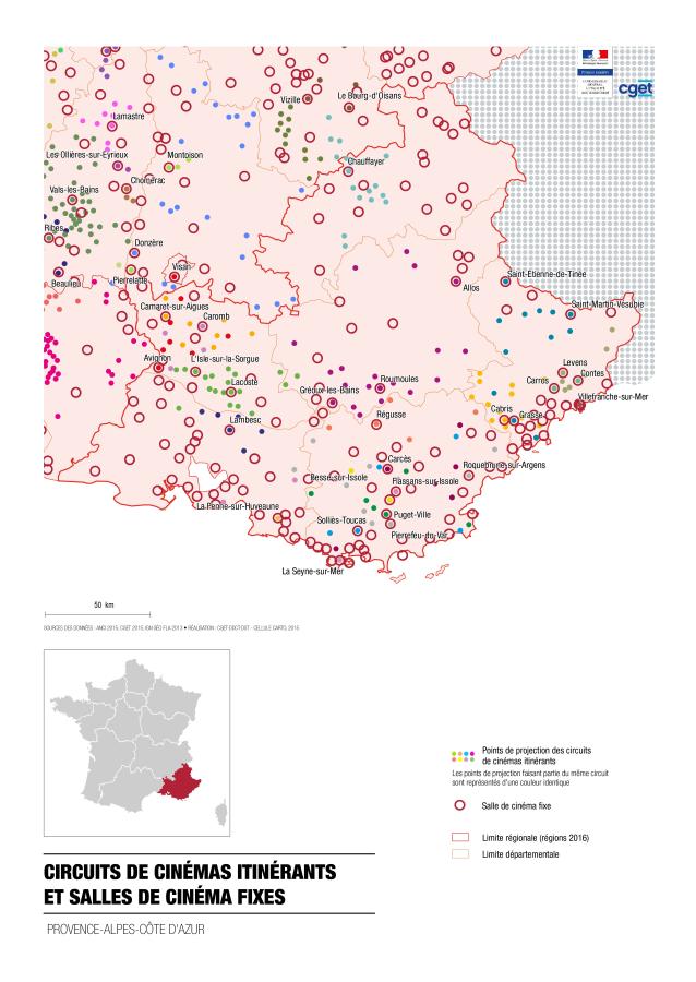 Circuits de cin&eacute;mas itin&eacute;rants et salles de cin&eacute;ma fixes dans la r&eacute;gion Provence-Alpes-C&ocirc;te-d'Azur