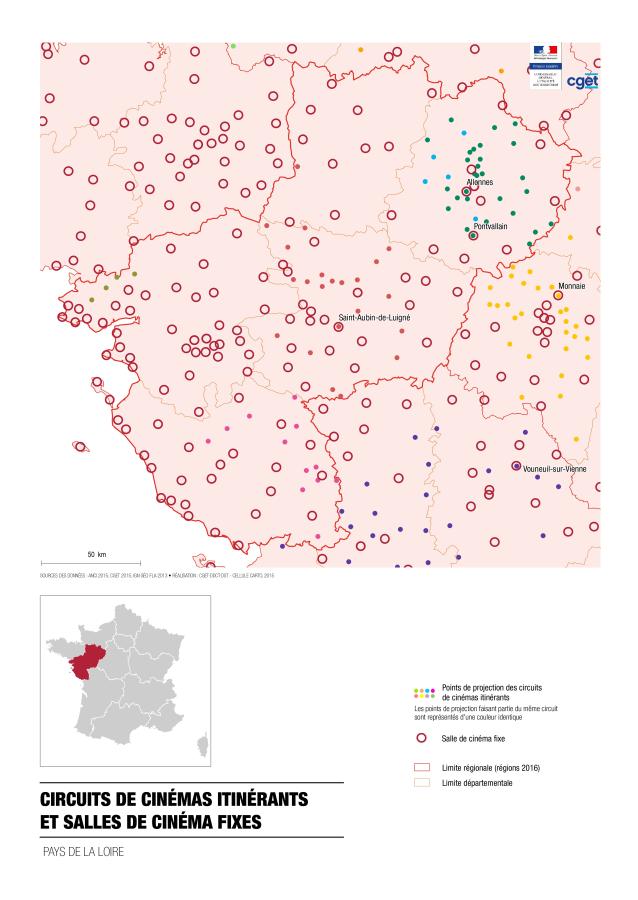 Circuits de cin&eacute;mas itin&eacute;rants et salles de cin&eacute;ma fixes dans la r&eacute;gion Pays de la Loire