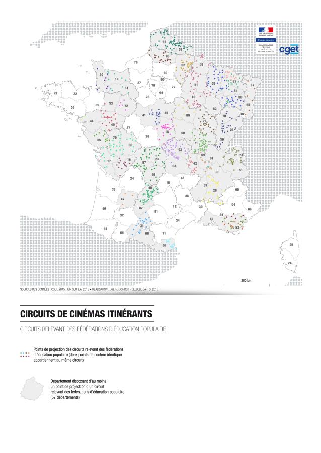 Les circuits de cin&eacute;mas itin&eacute;rants relevant des F&eacute;d&eacute;rations d'&eacute;ducation populaire