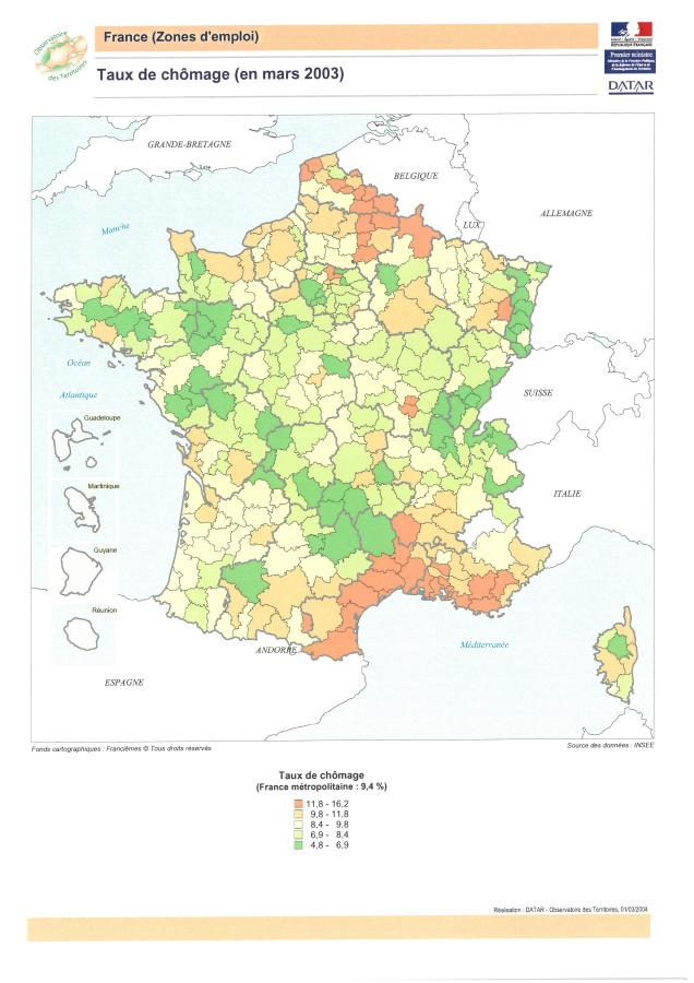 Taux de ch&ocirc;mage en mars 2003