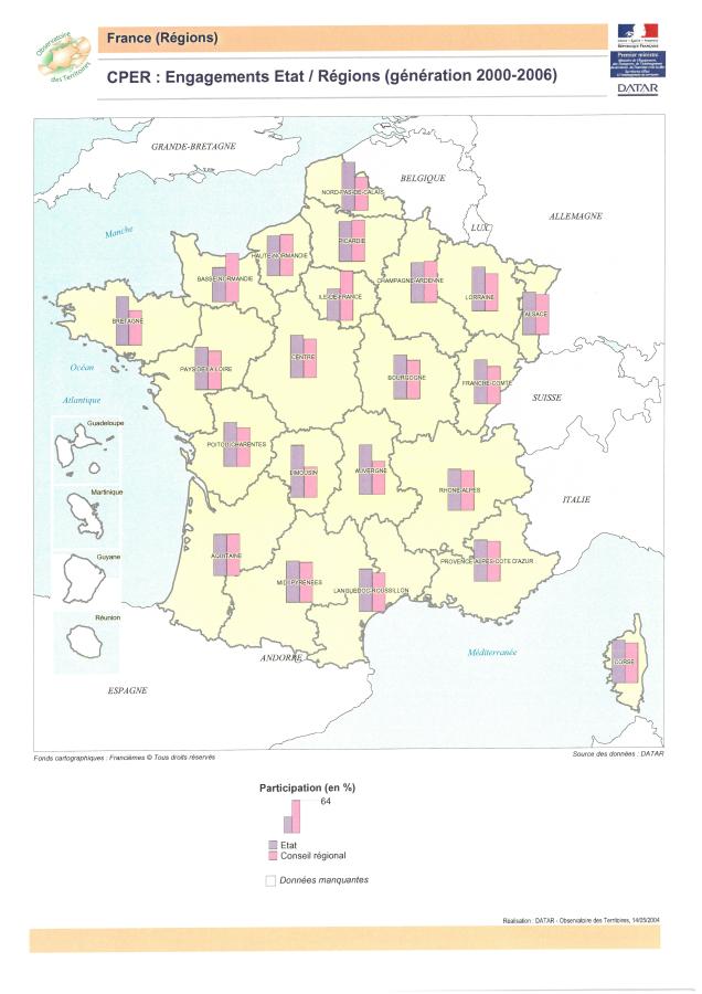 CPER : Engagements Etat /R&eacute;gions (g&eacute;n&eacute;ration 2000-2006