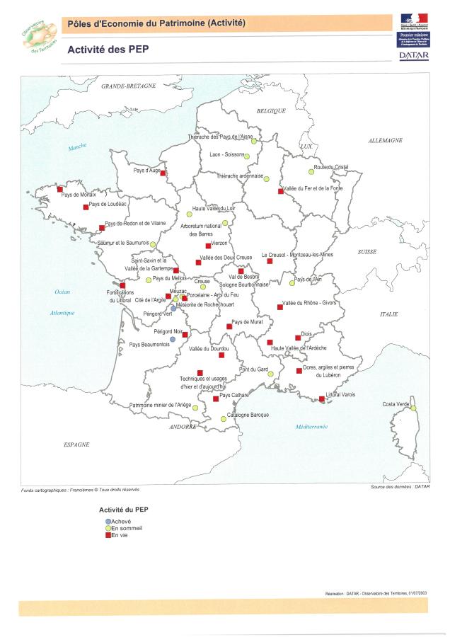 Activit&eacute; des P&ocirc;les d'Economie du Patrimoine (PEP)