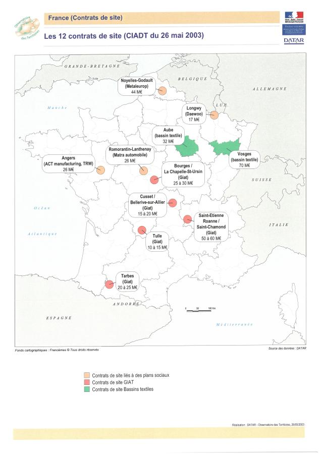 Les 12 contrats de site (CIADT du 26 mai 2003)