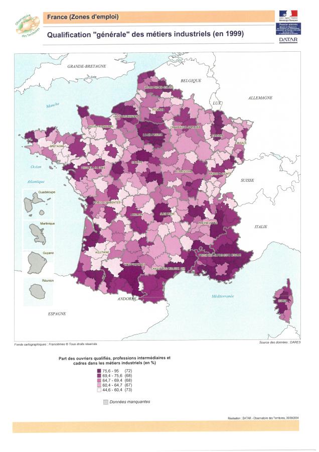 Qualification "g&eacute;n&eacute;rale" des m&eacute;tiers industriels en 1999