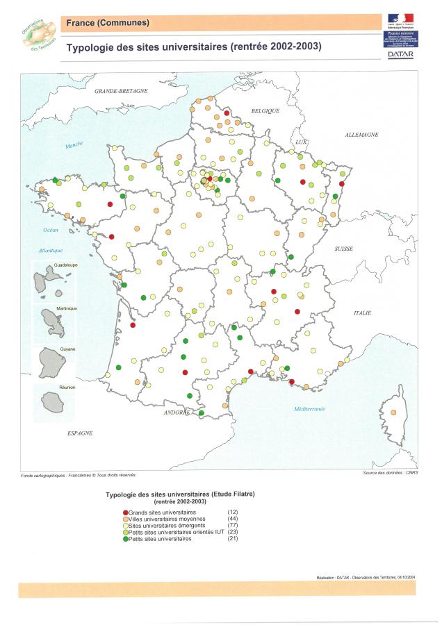 Typologie des sites universitaires (rentr&eacute;e 2002)