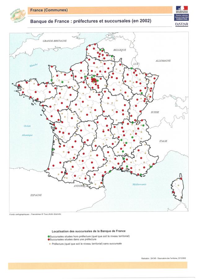 Banque de France : pr&eacute;fectures et succursales