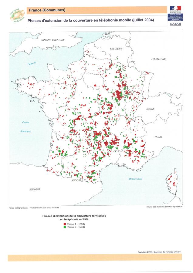 Phases d'extension de la couverture en t&eacute;l&eacute;phonie mobile