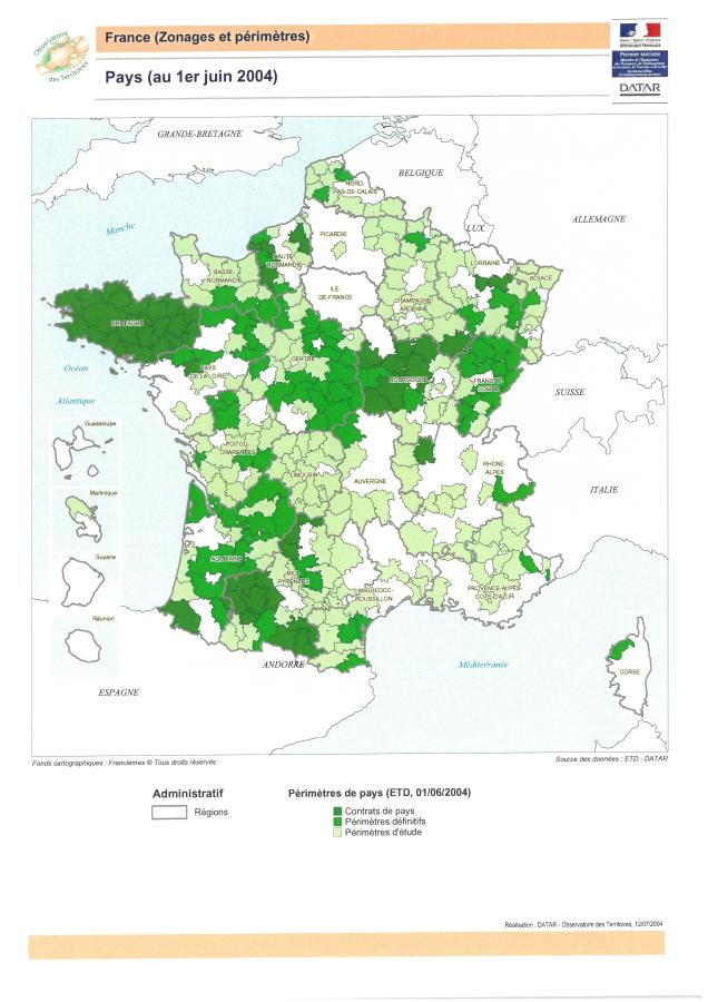 P&eacute;rim&egrave;tres des Pays au 1er juin 2004