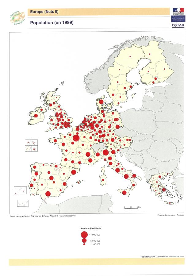 Population par NUTS II en 1999