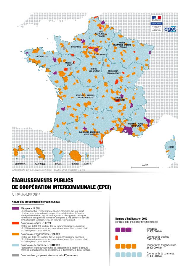 Cartographie des EPCI en 2016
