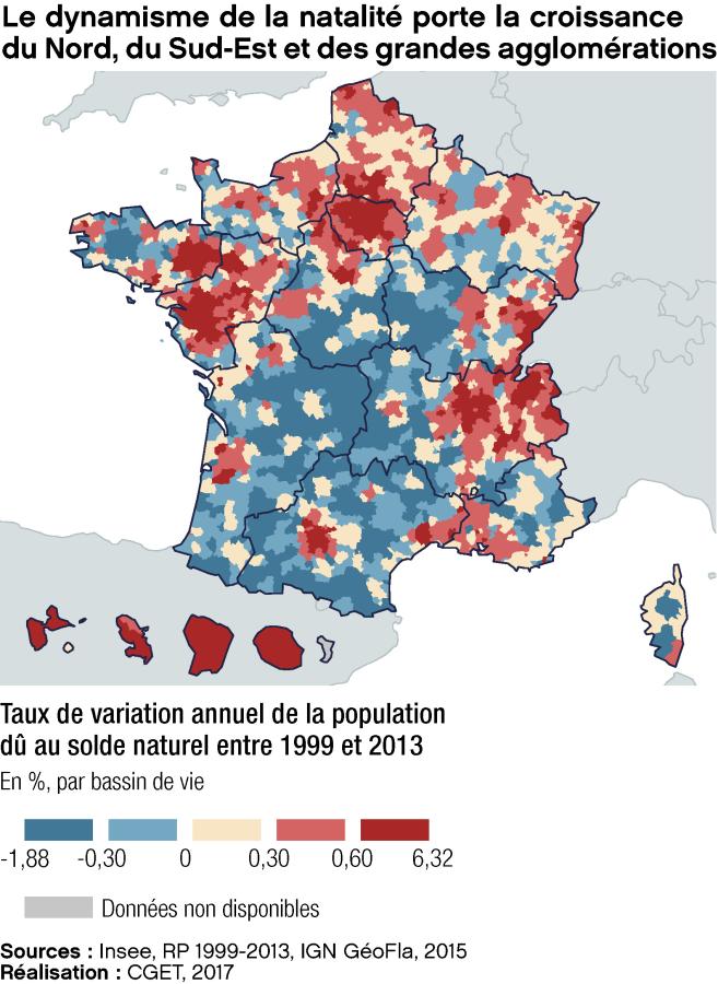 Le dynamisme de la natalit&eacute; porte la croissance du Nord, du Sud-Est et des grandes agglom&eacute;rations