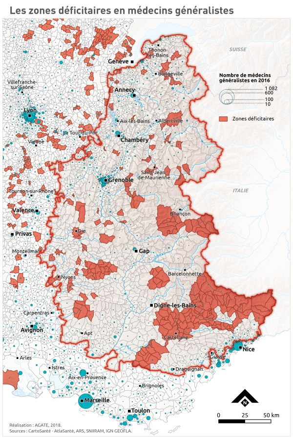 Les zones d&eacute;ficitaires en m&eacute;decins g&eacute;n&eacute;ralistes
