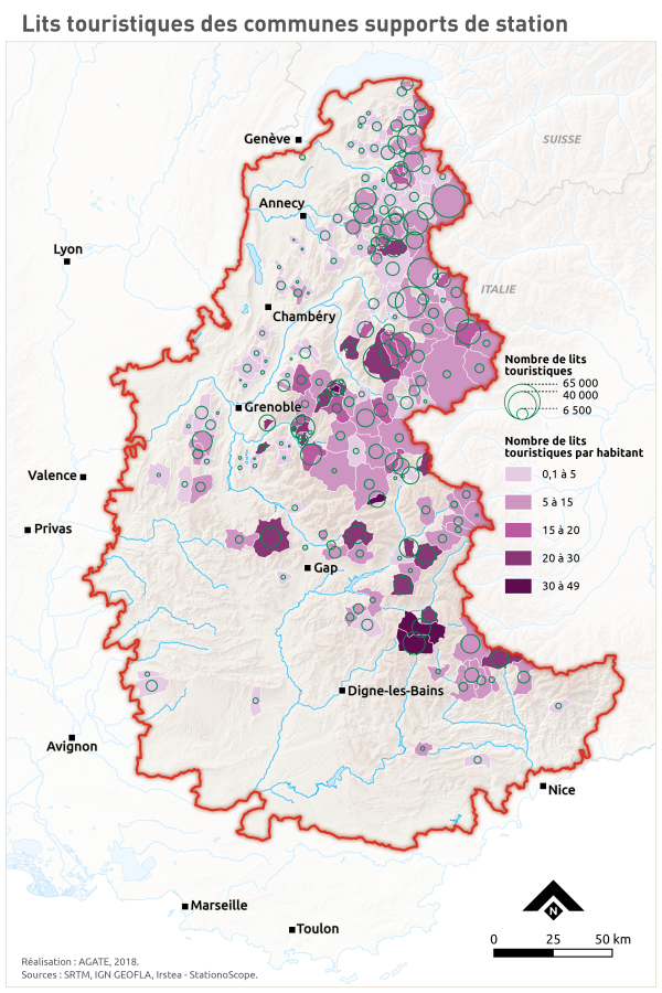 Lits touristiques des communes supports de station