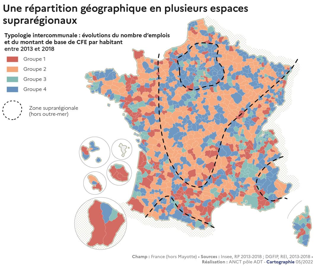 Une r&eacute;partition g&eacute;ographique en plusieurs espaces suprar&eacute;gionaux