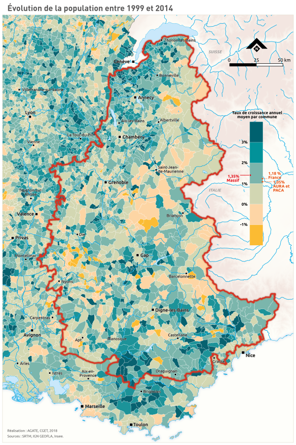 &Eacute;volution de la population entre 1999 et 2014