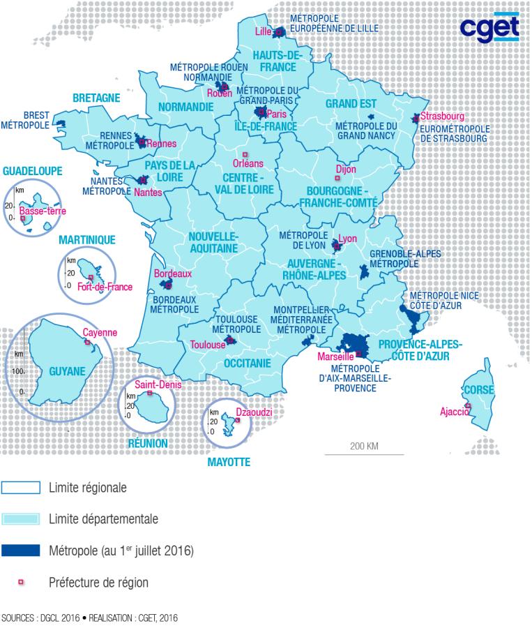 Les nouvelles r&eacute;gions et les m&eacute;tropoles