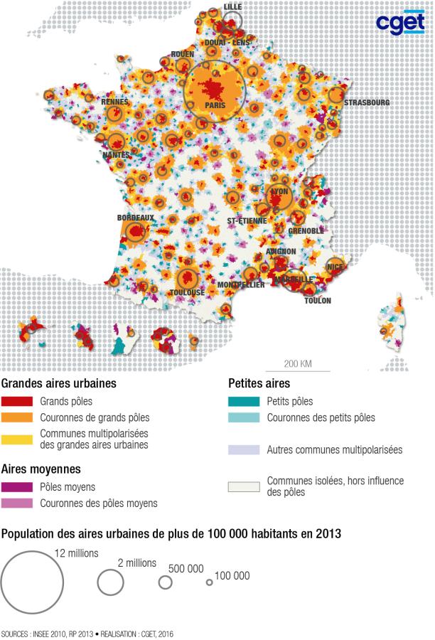 Zonage en aires urbaines (ZAU) et taille des grandes villes