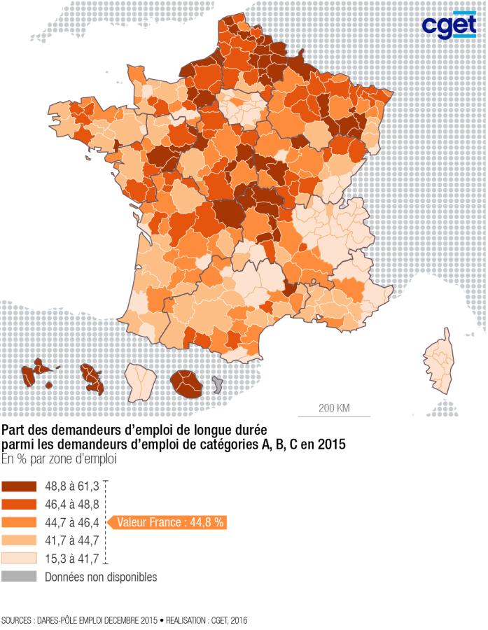 Part des demandeurs d'emploi de longue dur&eacute;e (15-64 ans)