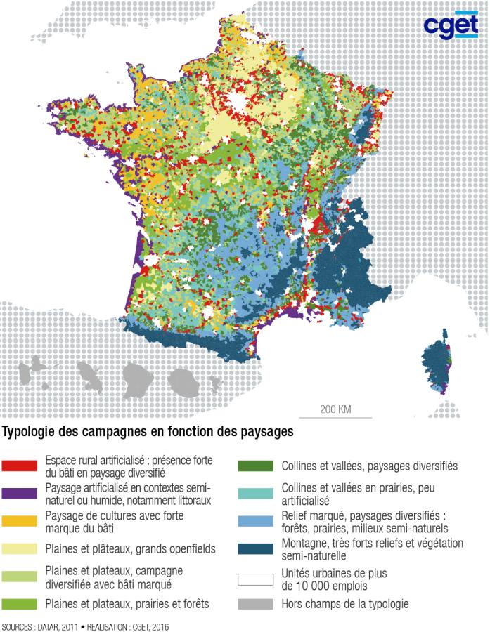 Typologie des campagnes fran&ccedil;aises (paysages)