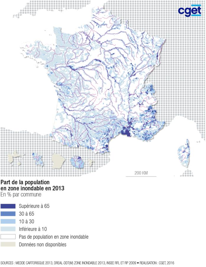 Population en zone inondable ou &agrave; risque d&rsquo;inondation par cours d&rsquo;eau