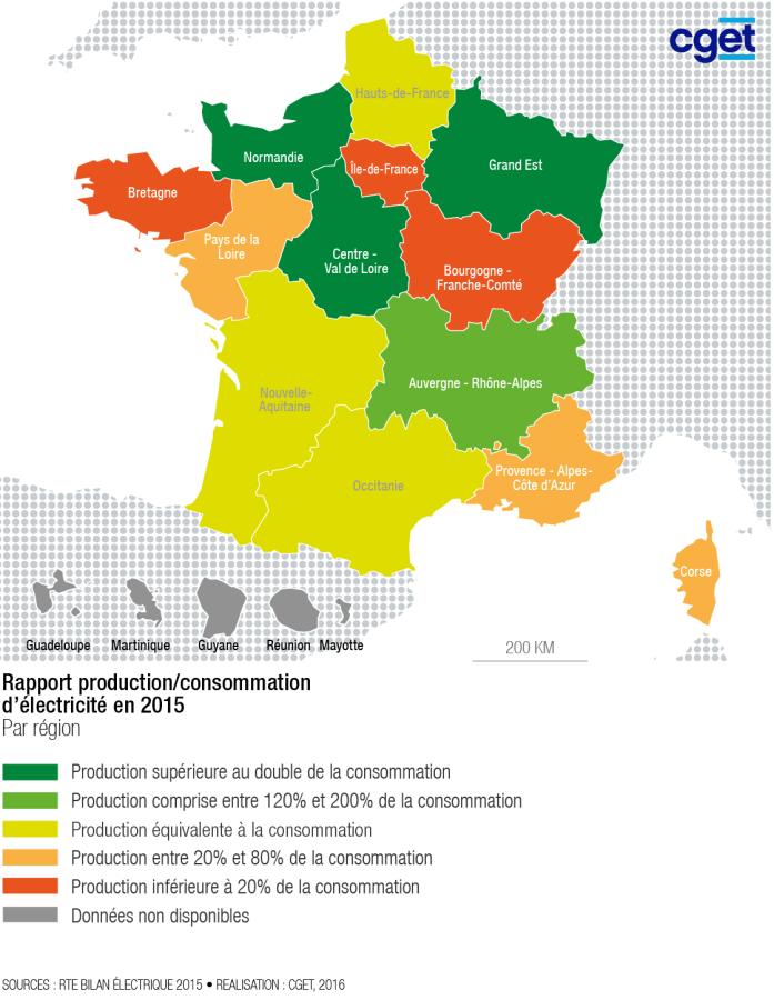 Ratio entre la production et la consommation d'&eacute;lecticit&eacute;