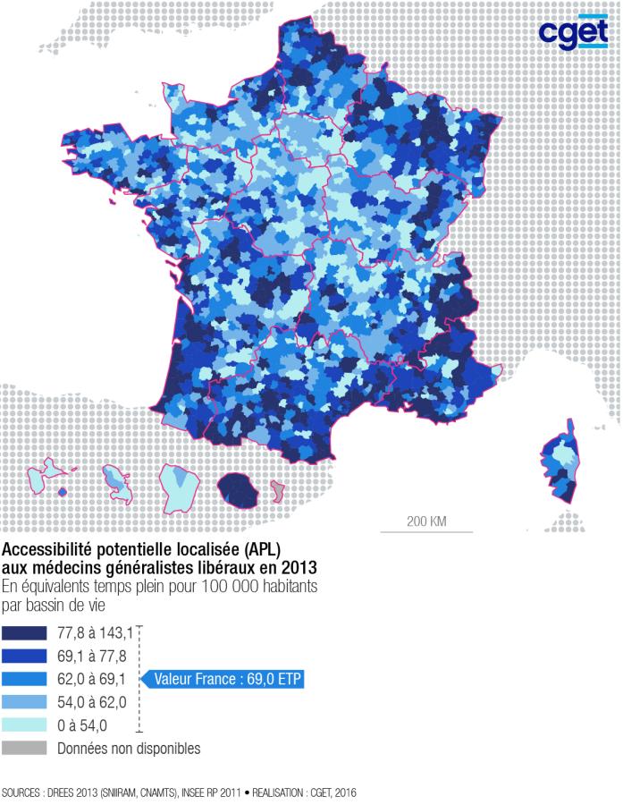 Accessibilit&eacute; potentielle localis&eacute;e (APL) aux m&eacute;decins g&eacute;n&eacute;ralistes lib&eacute;raux
